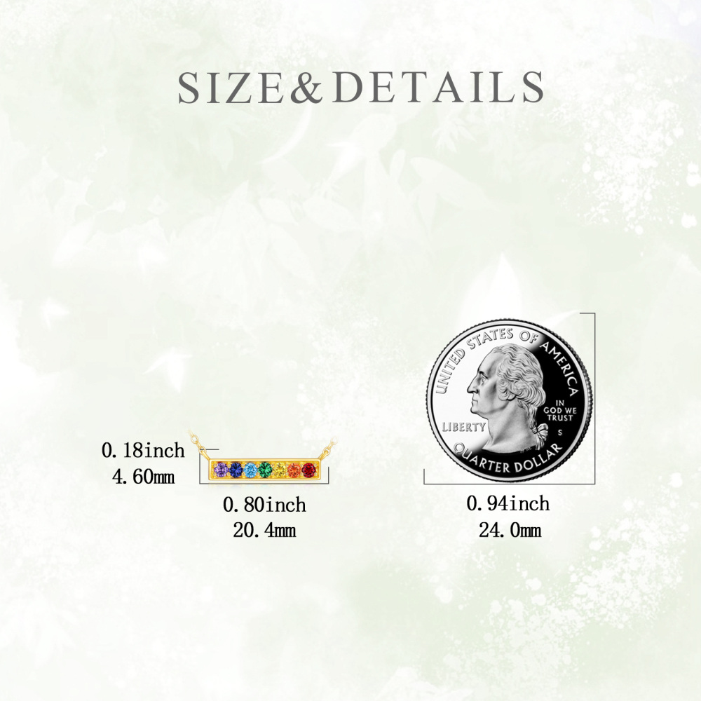 10K gouden ronde kubieke zirkonia chakra staaf ketting-6