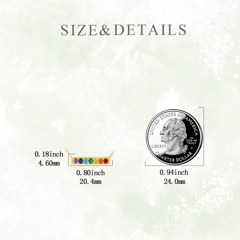 10K Gold Round Cubic Zirconia Chakras Bar Necklace-6