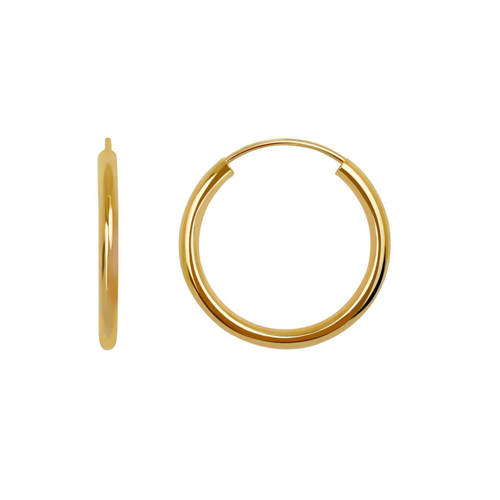 10K Gold Round Circle Hoop Earrings-1