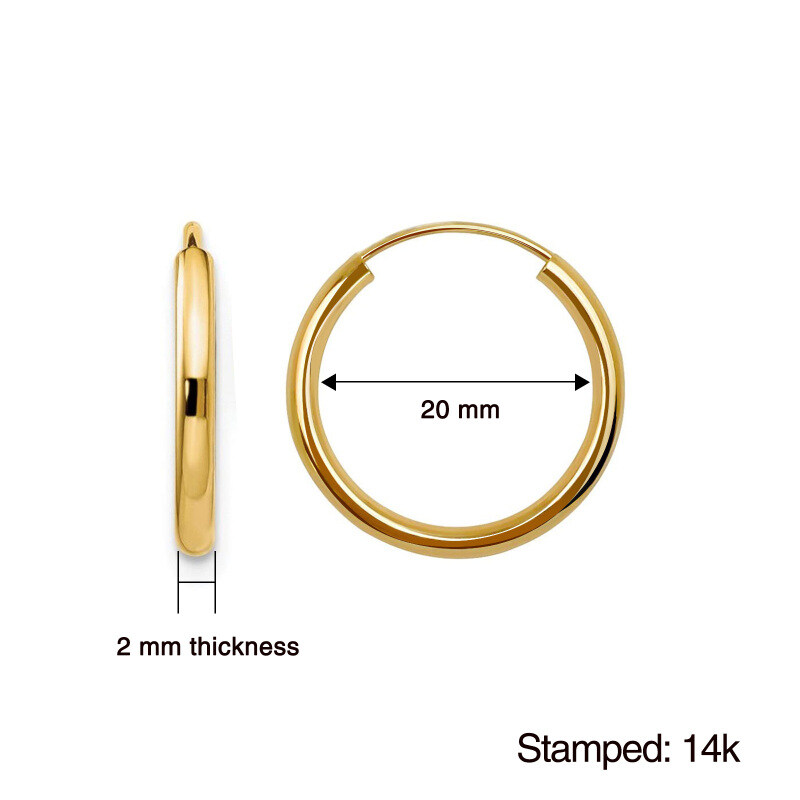 10K Gold Round Circle Hoop Earrings-4
