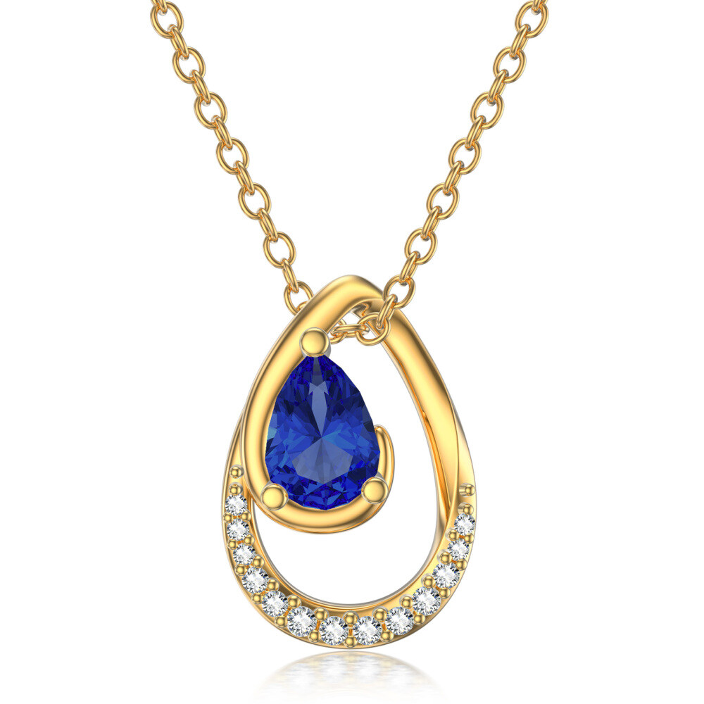 Collar Colgante Círculo Redondo Zirconia Cúbica Oro 10K-1