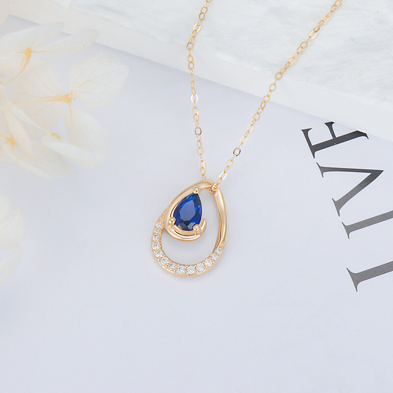 Halskette mit rundem Anhänger aus 10-karätigem Gold mit Zirkonia-3