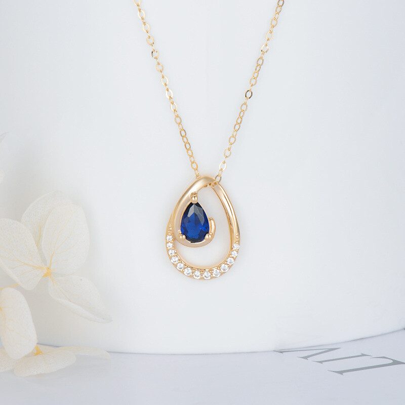 Halskette mit rundem Anhänger aus 10-karätigem Gold mit Zirkonia-4