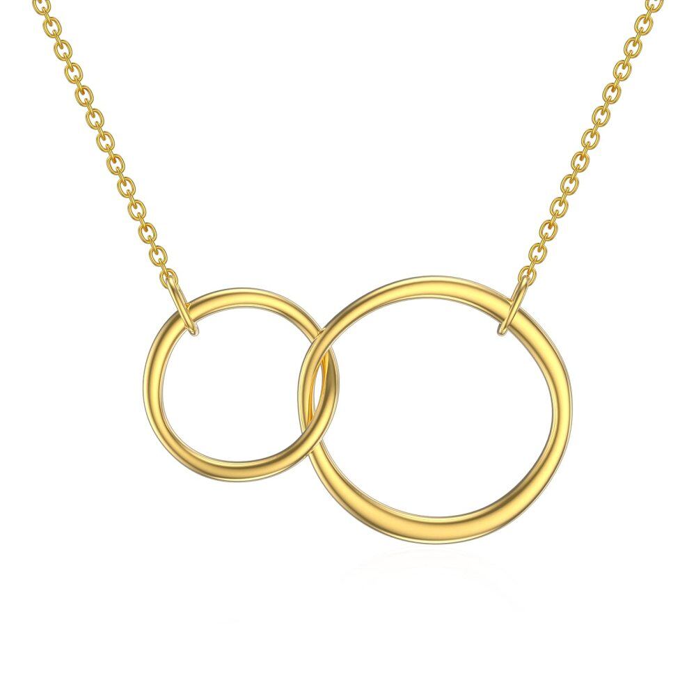 10K Gold Round Circle Pendant Necklace-1