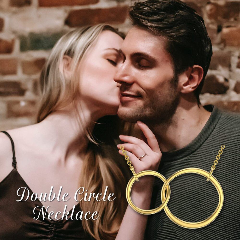 10K Gold Round Circle Pendant Necklace-3