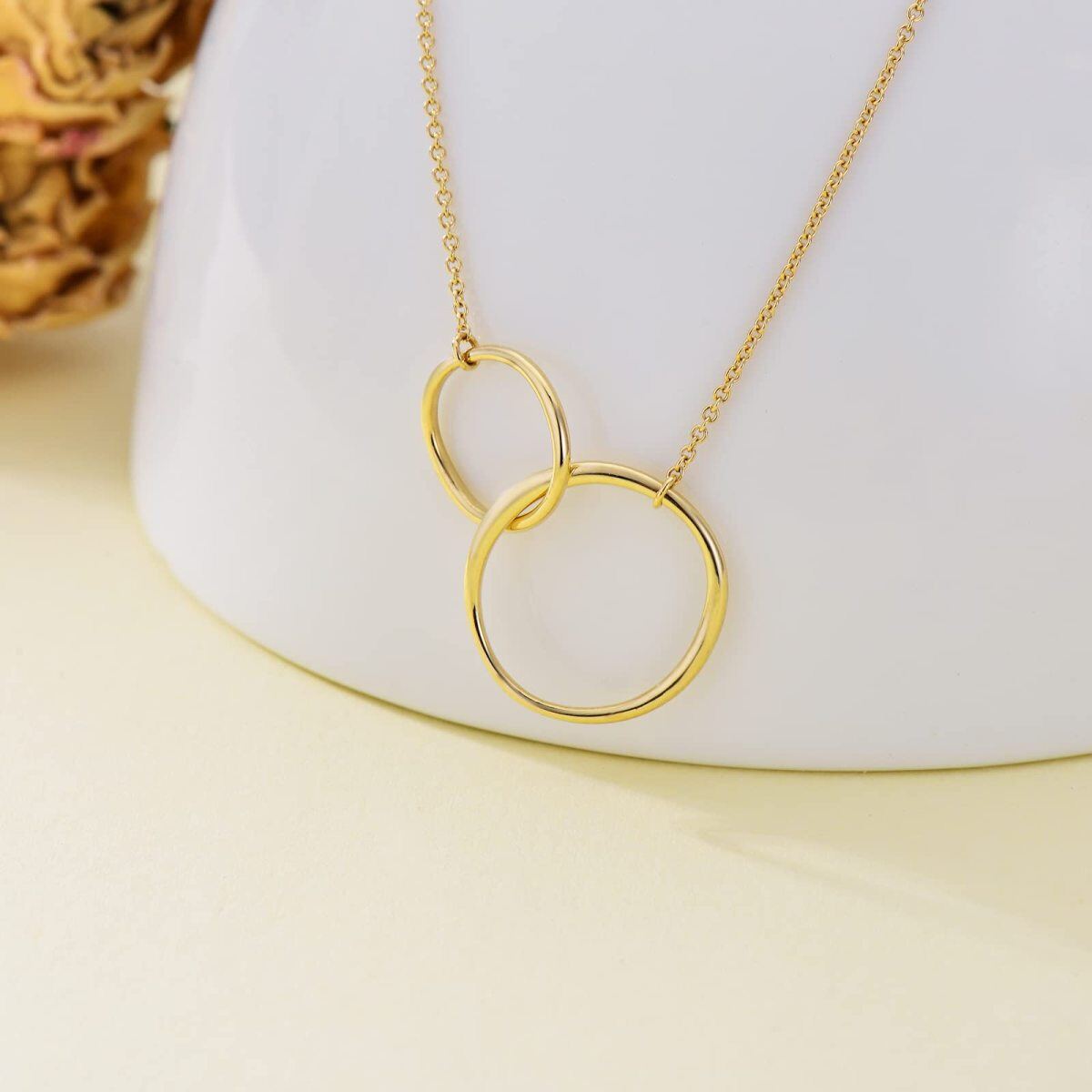 14K Gold Round Circle Pendant Necklace-4