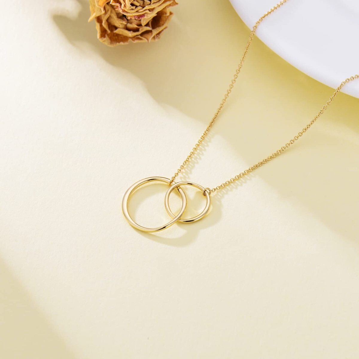 14K Gold Round Circle Pendant Necklace-5