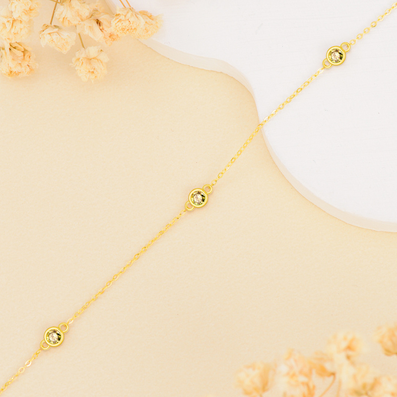 10K Gold Round Citrine Charm Bracelet-3