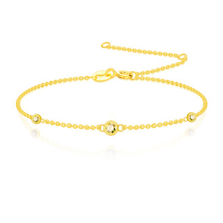 10K Gold Round Citrine Charm Bracelet-1