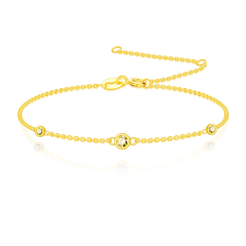 10K gouden ronde citrien bedelarmband-7