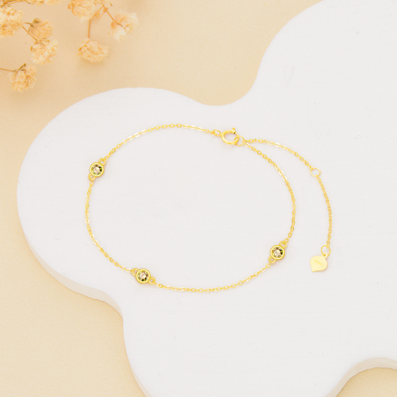 10K Gold Round Citrine Charm Bracelet-2