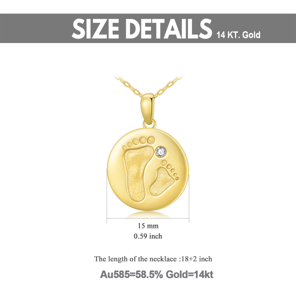 Collier en or 10K avec pendentif pièce de monnaie ronde en zircon cubique-5