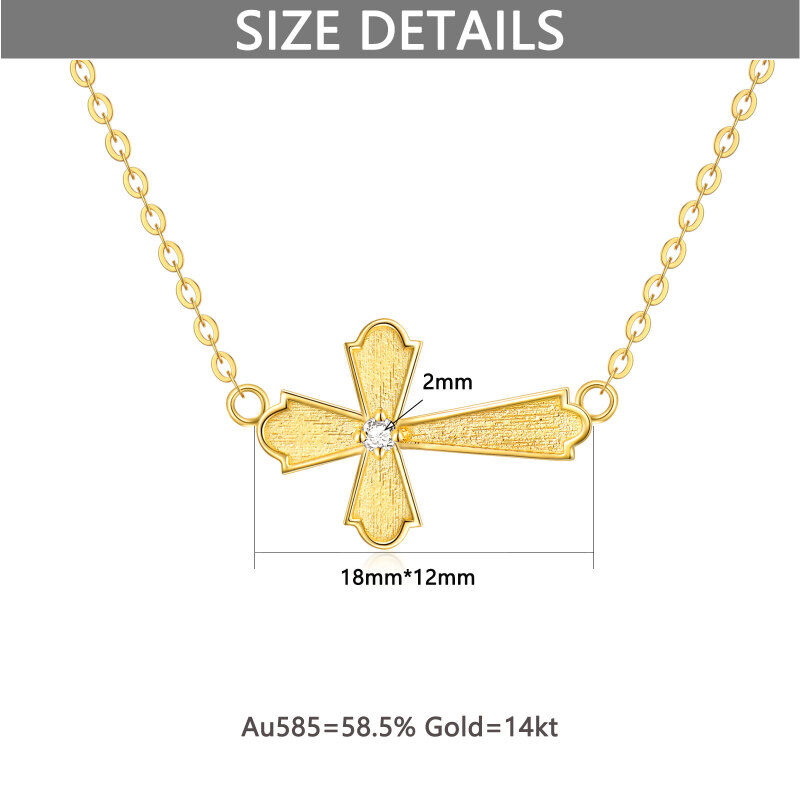 10K Gold Round Cross Pendant Necklace-5
