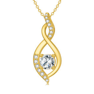 10K Gold Round Crystal Infinite Symbol Pendant Necklace-28