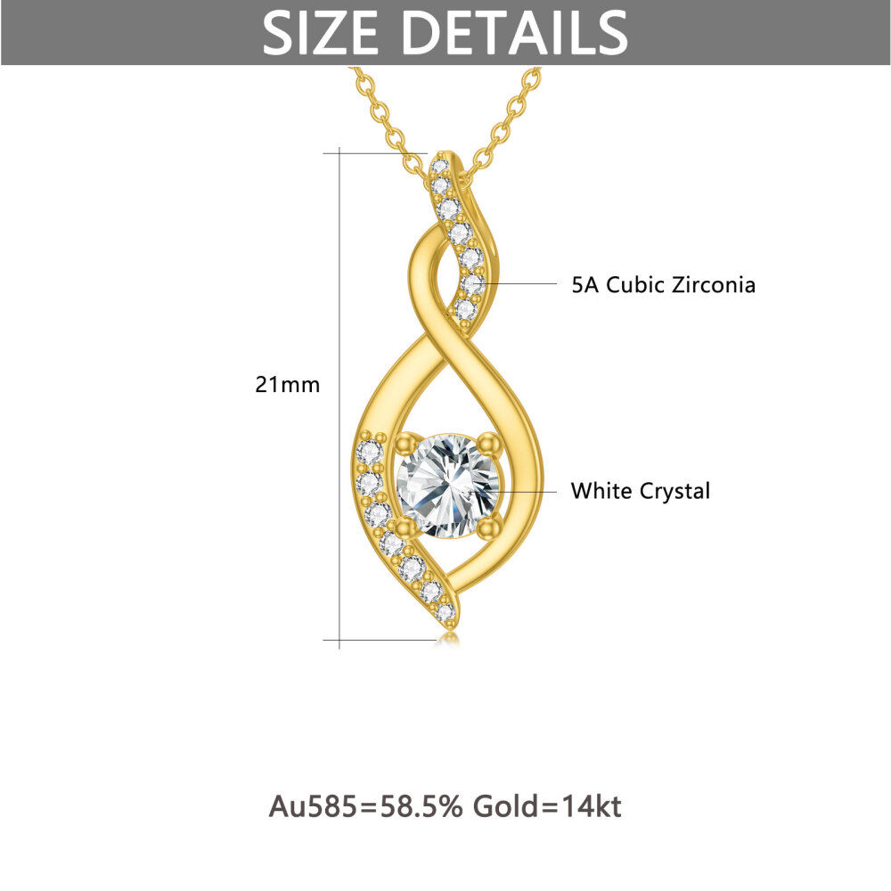 10K Gold Round Crystal Infinite Symbol Pendant Necklace-5