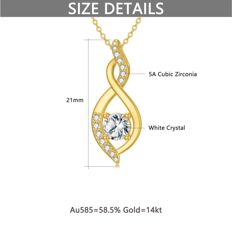 14K Gold Round Crystal Infinite Symbol Pendant Necklace-5