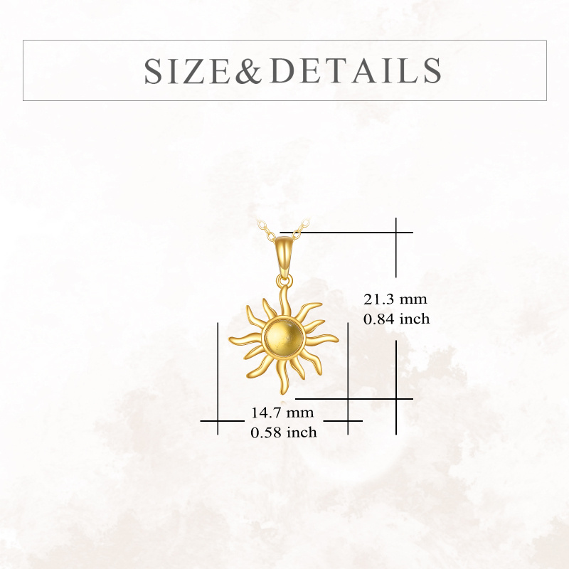 Collier avec pendentif soleil en cristal à taille ronde en or 10K-4