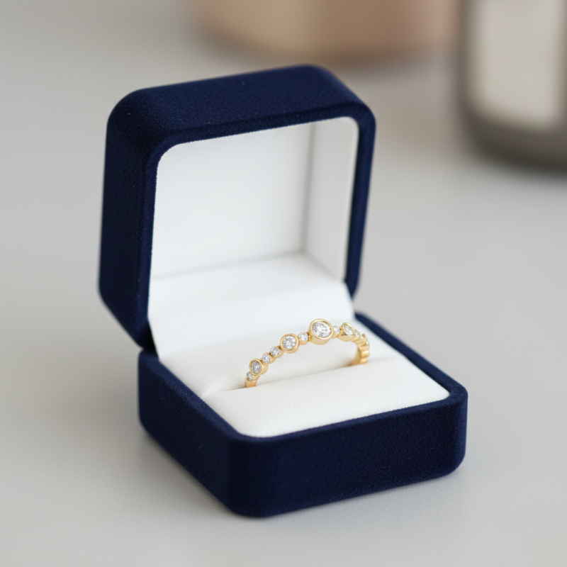 Anillo de Compromiso de Oro de 14 Quilates con Corte Redondo-3