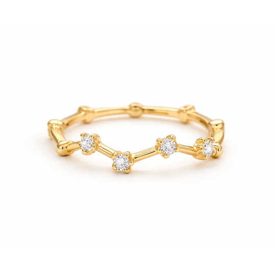 10K Gold Round Cut Laboratory Diamonds Custom Stackable Ring D Color VVS1-VS1 Clarity 3EX