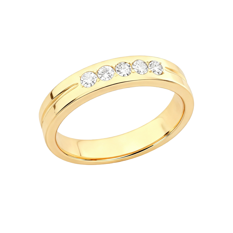 Anillo de boda personalizado de oro 10K con diamantes de laboratorio de corte redondo, color D y claridad VVS1-VS1, certificado 3EX por IGI-1