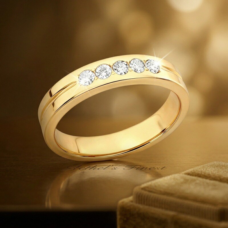 Anillo de boda personalizado de oro 10K con diamantes de laboratorio de corte redondo, color D y claridad VVS1-VS1, certificado 3EX por IGI-3