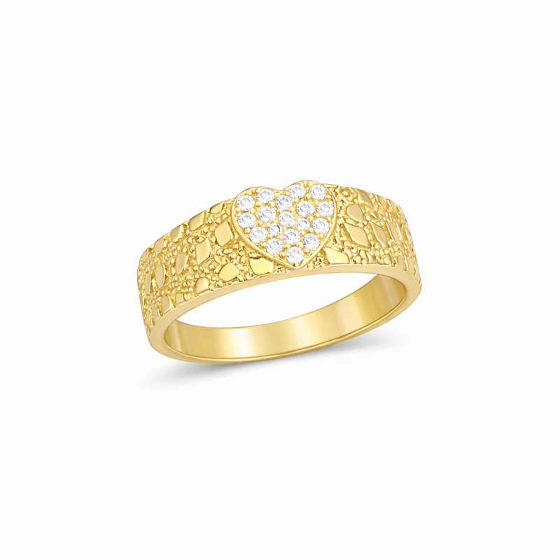 Anillo de oro de 14 quilates con moissanita en forma de corazón y talla redonda para hombres-3