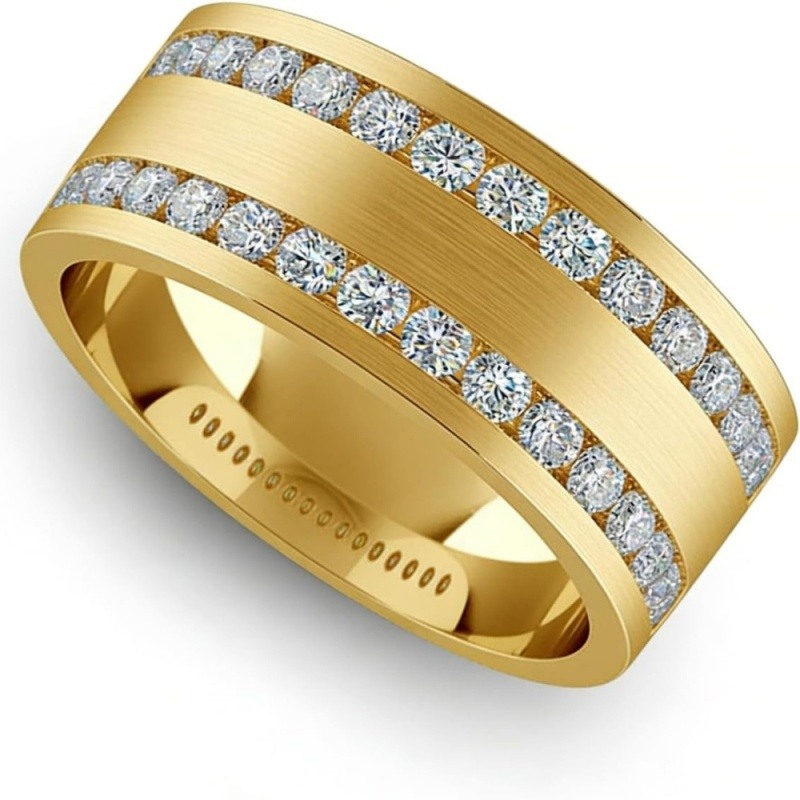 Bague pour homme en or 18K avec moissanite taillée ronde, pour hommes-5