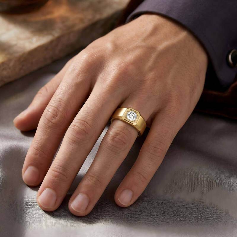 10K Gold Round Cut Moissanite Men's Band for Men-2