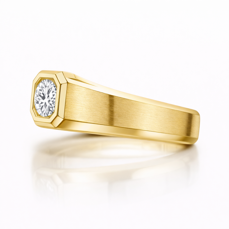 10K Gold Round Cut Moissanite Men's Band for Men-3