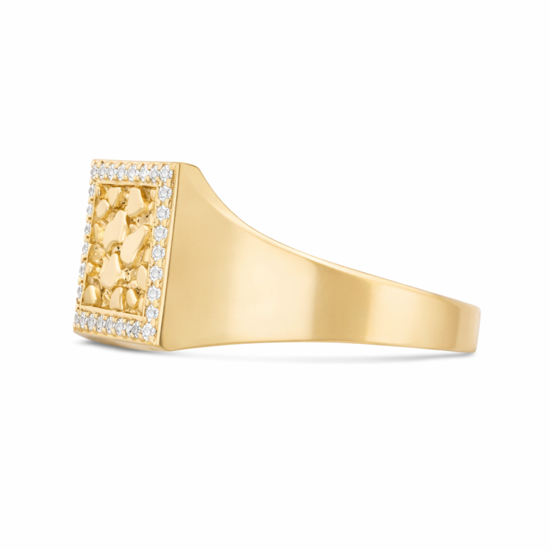 Anillo de oro de 14 quilates con piedra central de moissanita talla redonda para hombres-3