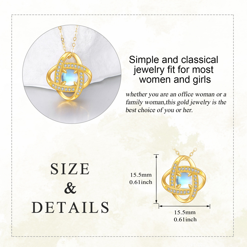 10K Gold Round Cut Moonstone Pendant Necklace-4