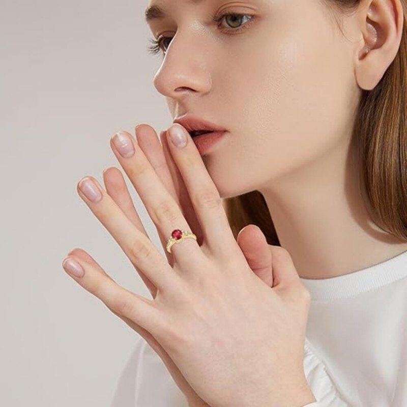 18K Gold Round Cut Personalized Birthstone & Engravable Class Ring-2