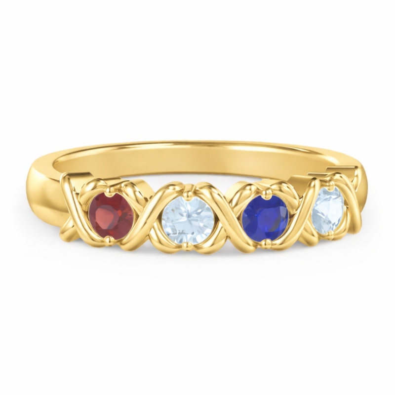 14K Gold Round Cut Personalized Birthstone Ring-17
