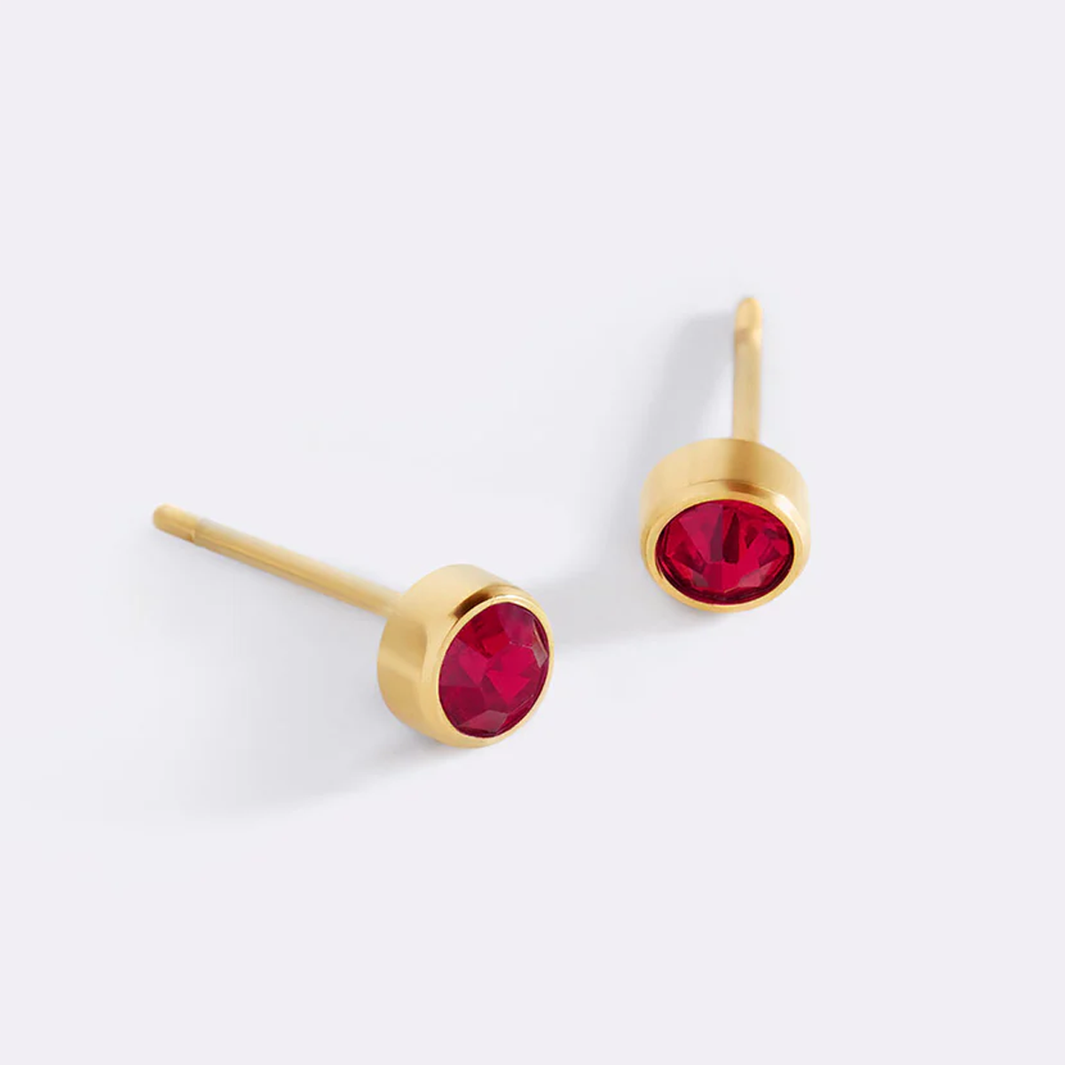 Gold Vermeil Round Cut Personalized Birthstone & Round Stud Earrings-1