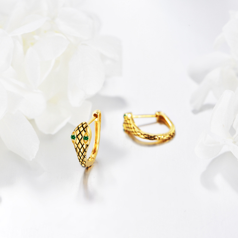 Schlangenohrstecker aus 10-karätigem Weißgold mit rundem Zirkonia-3