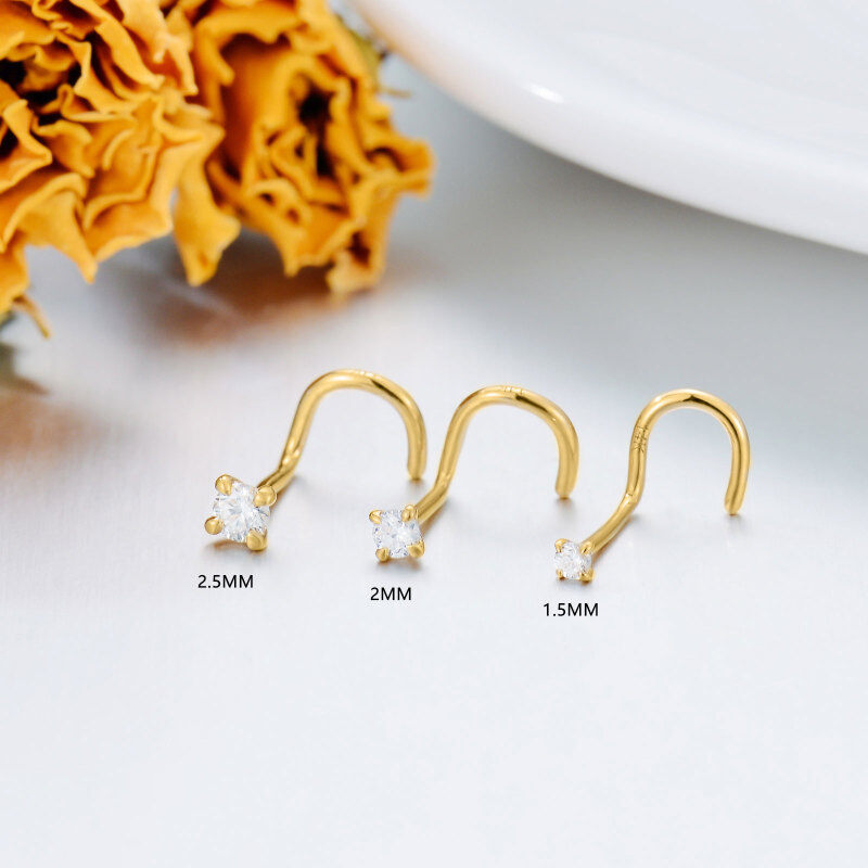 10K Gold Round Diamond Nose Ring-3