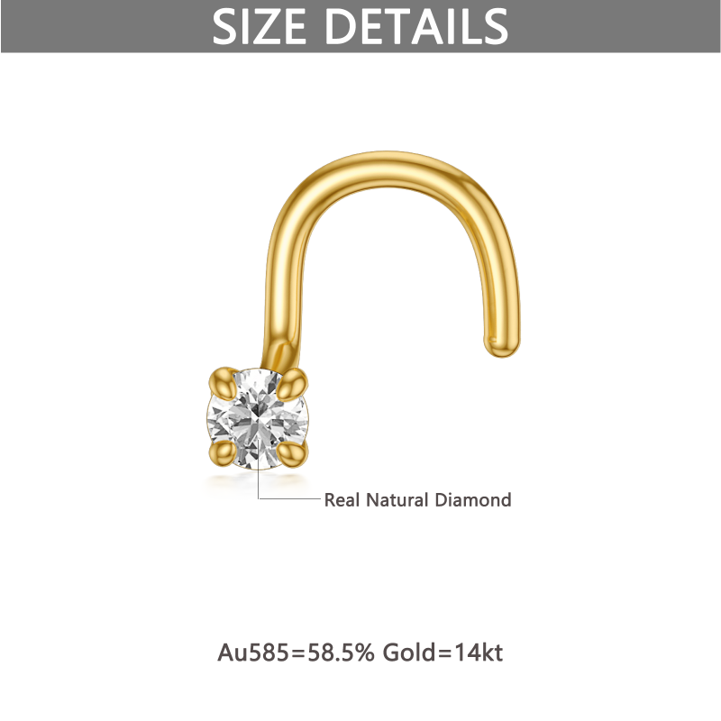 10K Gold Round Diamond Nose Ring-5