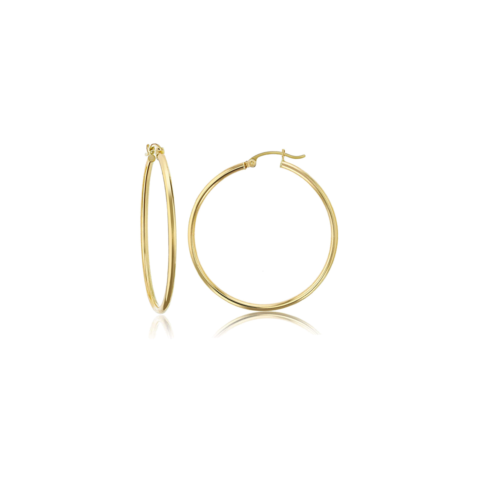 14K Gold Round Hoop… - image