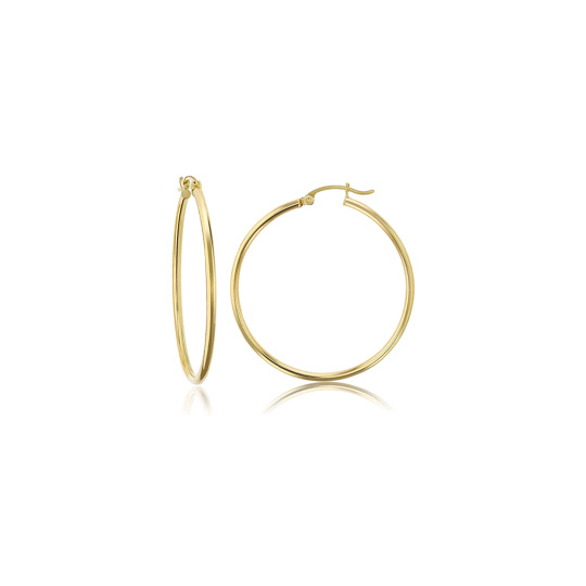 10K Gold Round Hoop Earrings