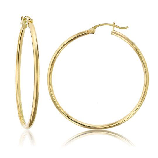 10K Gold Round Hoop Earrings