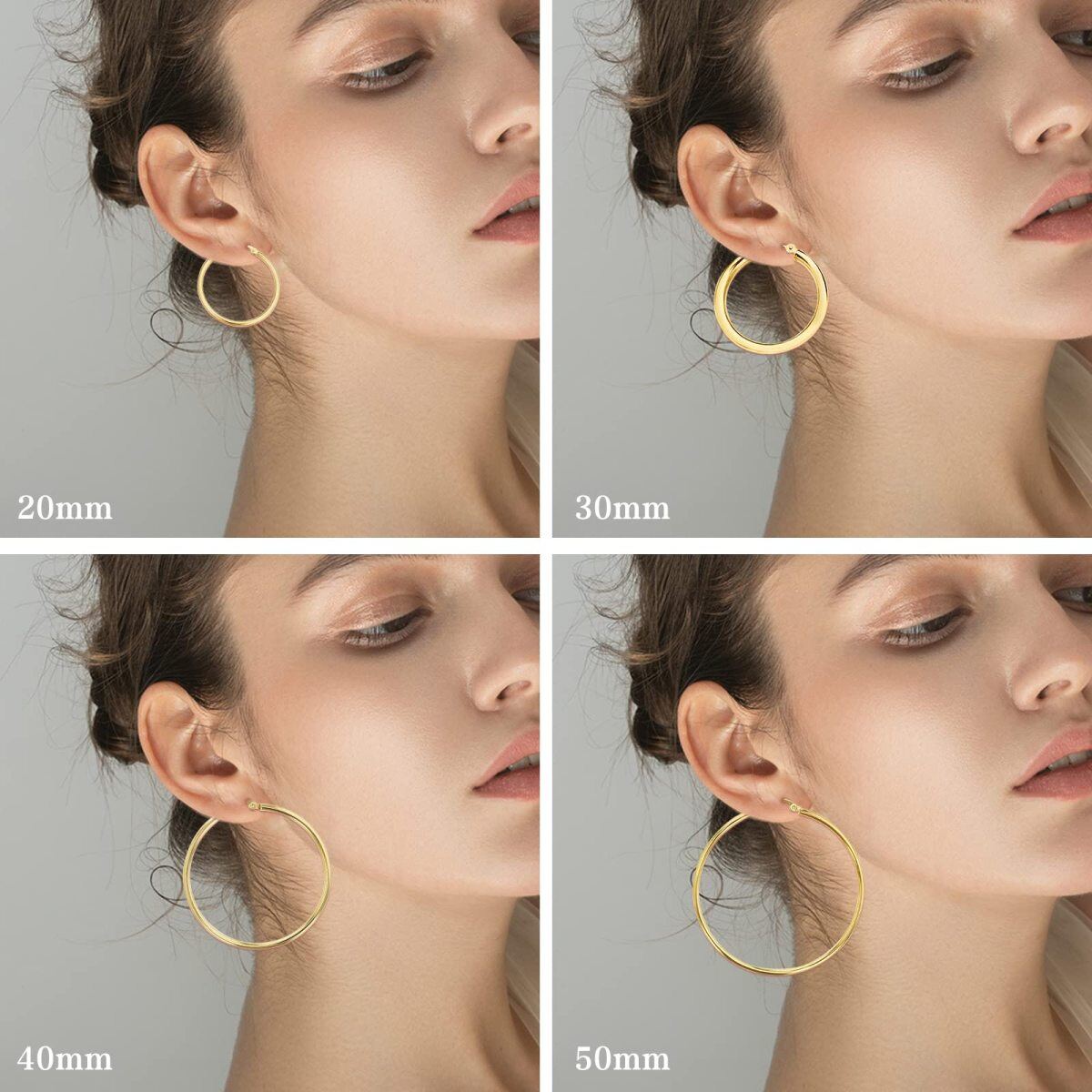 10K Gold Round Hoop Earrings-2