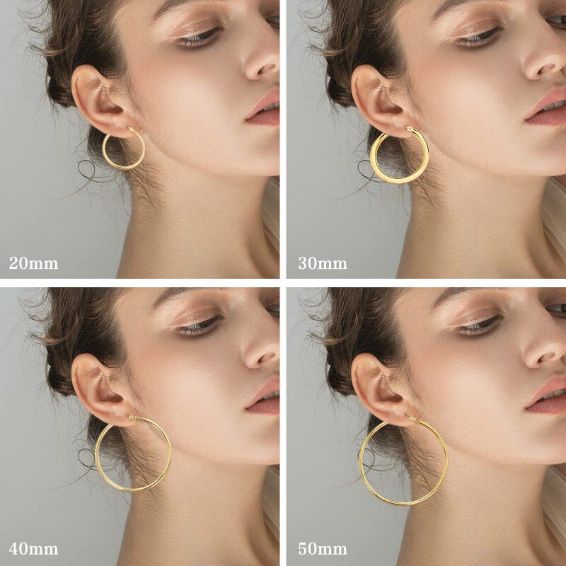 Pendientes de aro redondos de oro de 18 quilates-2