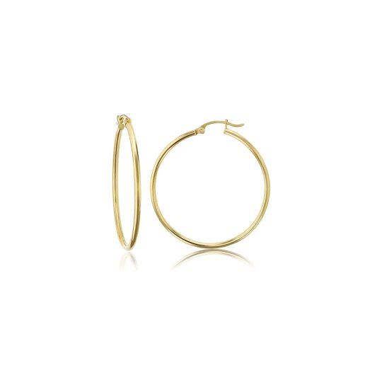 10K Gold Round Hoop Earrings