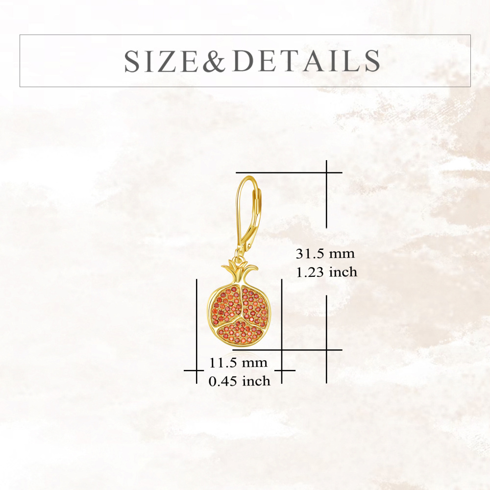 Sterling Silver with Yellow Gold Plated Cubic Zirconia Round Lever-back Earrings-4