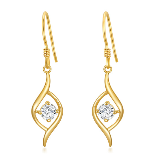 14K Gold Round Moissanite Drop Earrings