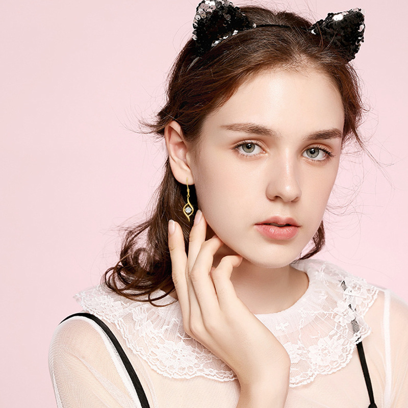 10K White Gold Round Cut Moissanite Drop Earrings-2