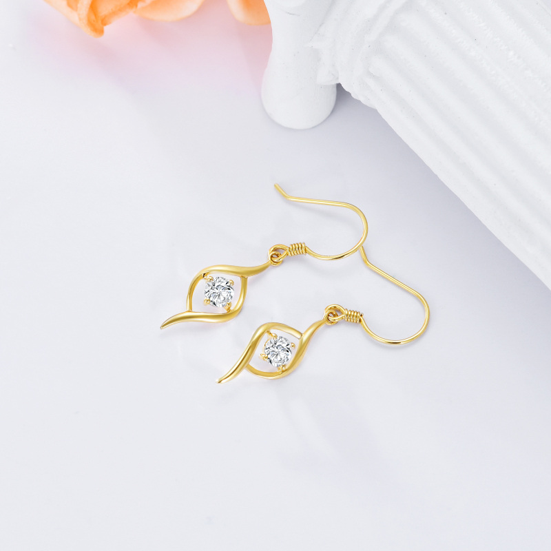 10K White Gold Round Cut Moissanite Drop Earrings-5