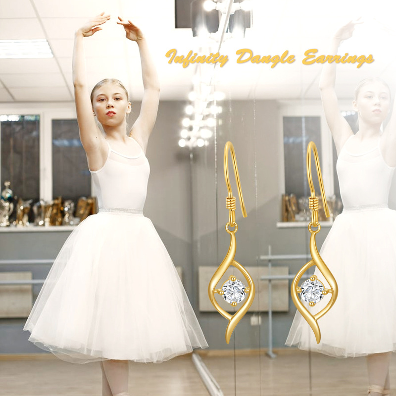 10K White Gold Round Cut Moissanite Drop Earrings-6