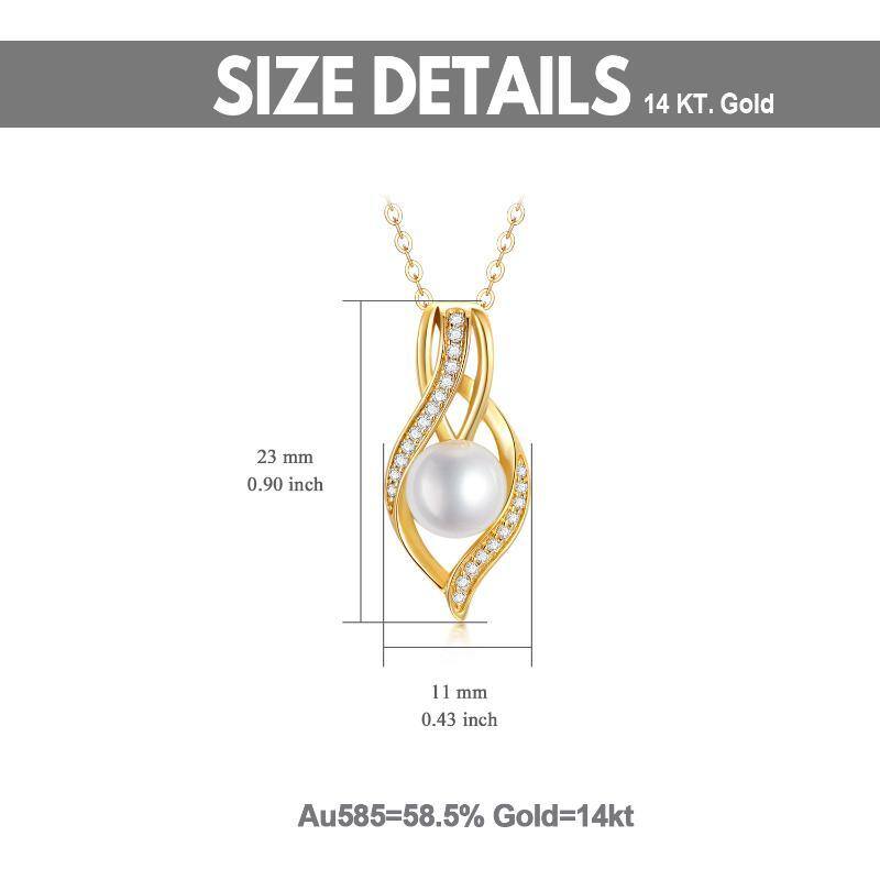 18K Gold Round Moissanite & Pearl Infinite Symbol Pendant Necklace-5