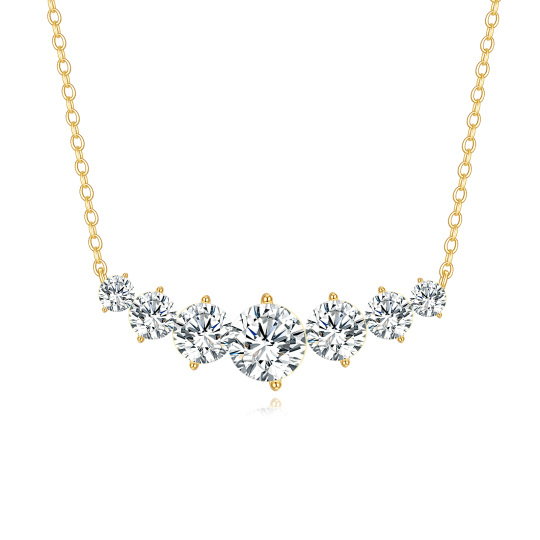 14K Gold 7 Round Moissanite Pendant Necklace